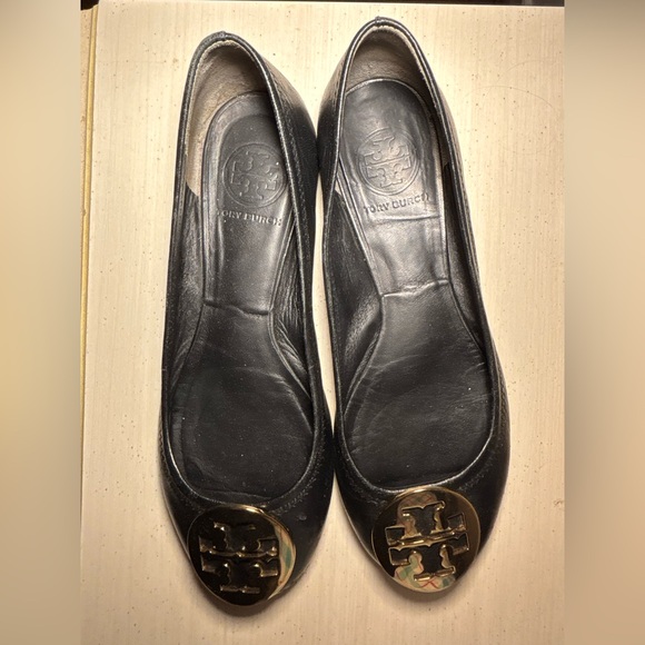 Tory Burch Shoes - Tory Burch Black Flats with Gold Emblem